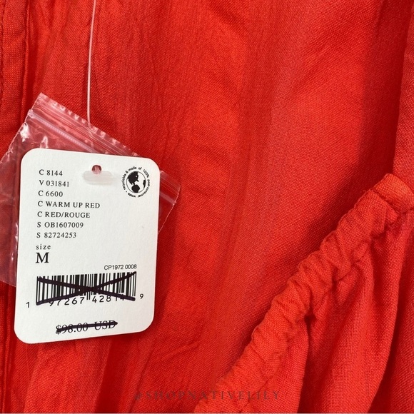 NWT Free People Women’s Natalya Cotton Cap Sleeve Midi Dress Sz Medium, Red - Picture 14 of 15